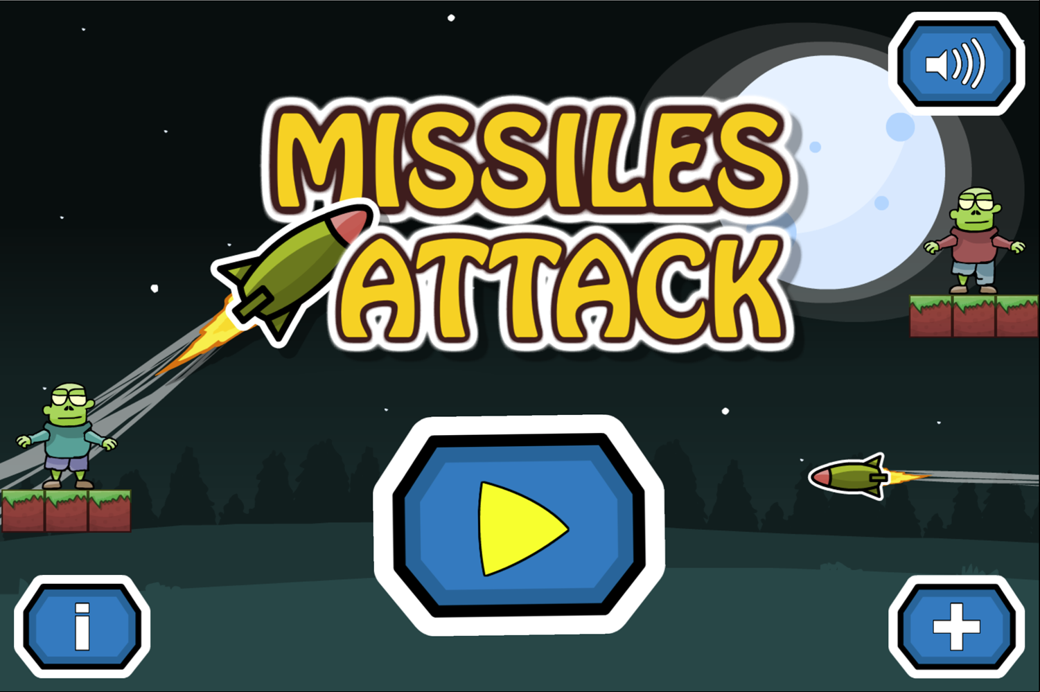 Missiles Attack Game Welcome Screen Screenshot.