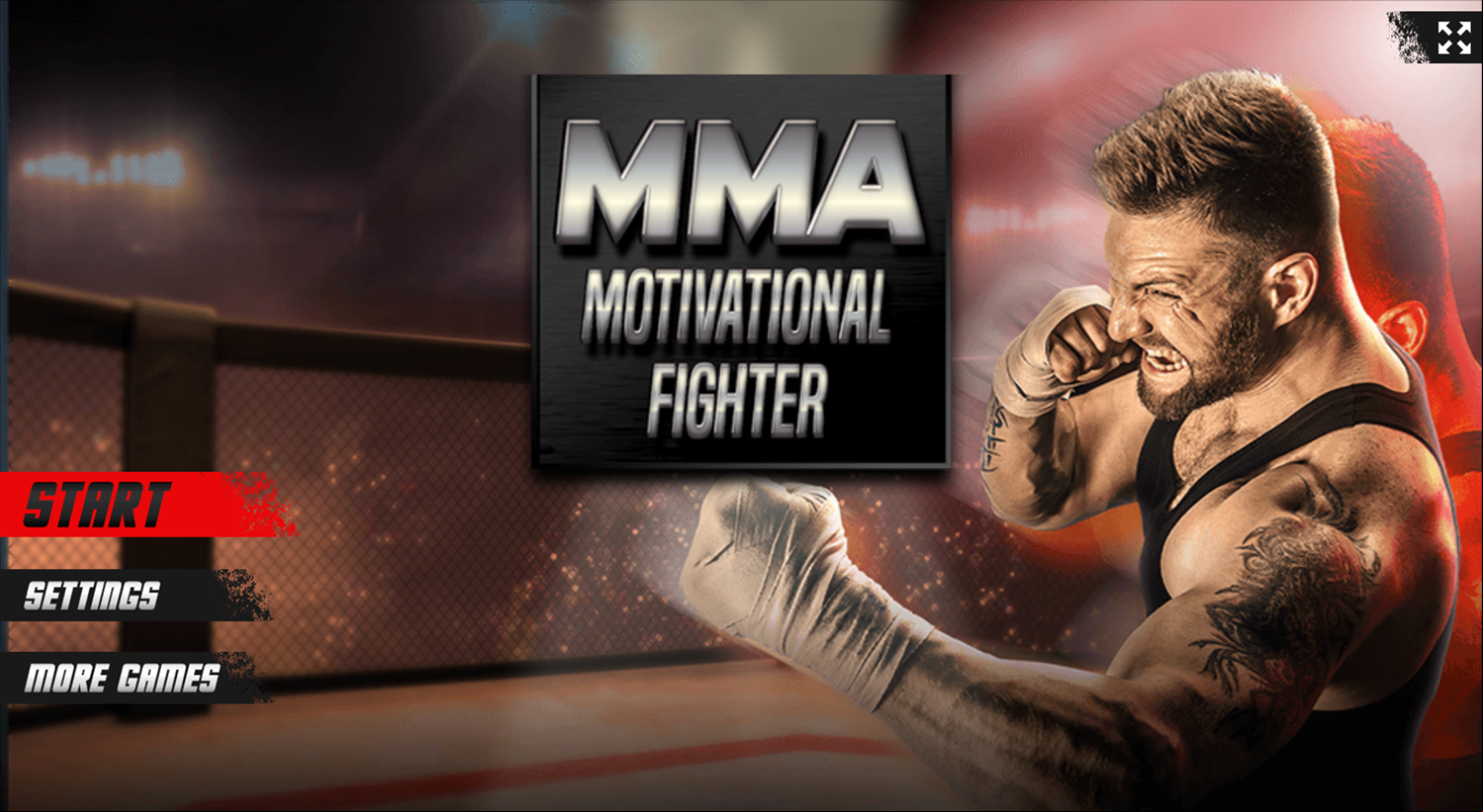 MMA Motivational Fighter Game Welcome Screen Screenshot.