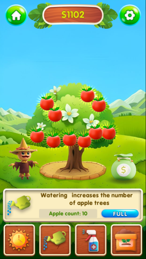 Money Tree Apple Game Watering Full Screenshot.