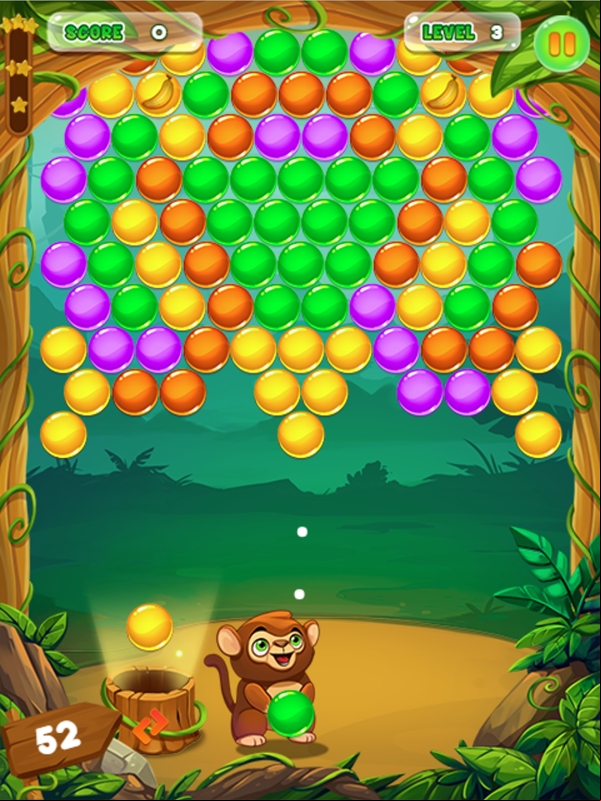 Monkey Bubble Shooter Game Screenshot.
