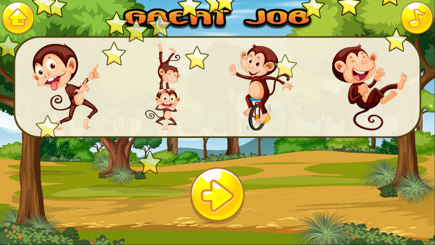 Monkey Shadows Game Level Complete Screenshot.