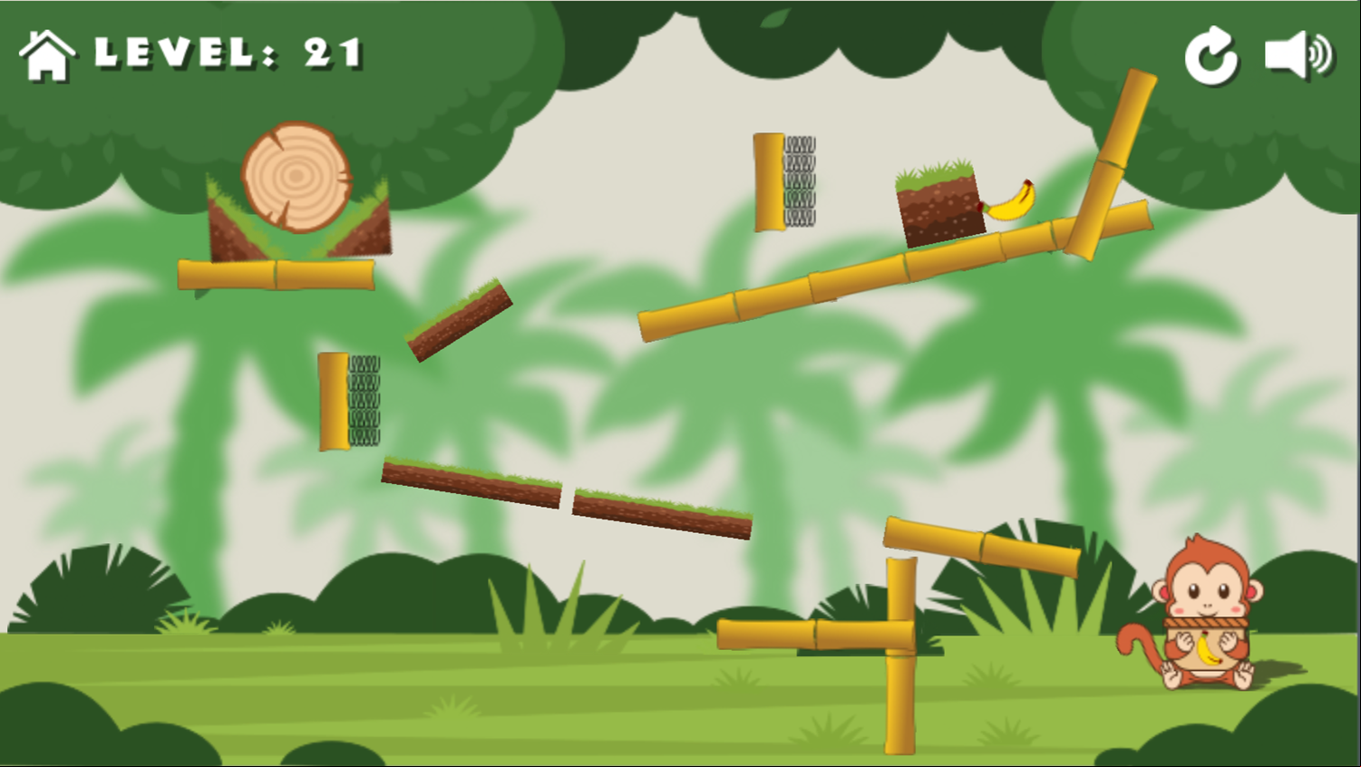 Monkeys and Fruits Game Level With a Gap to Fill In Screenshot.