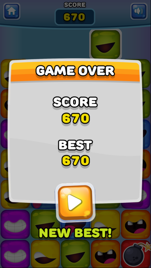 Monster Fusion Game Over Screenshot.