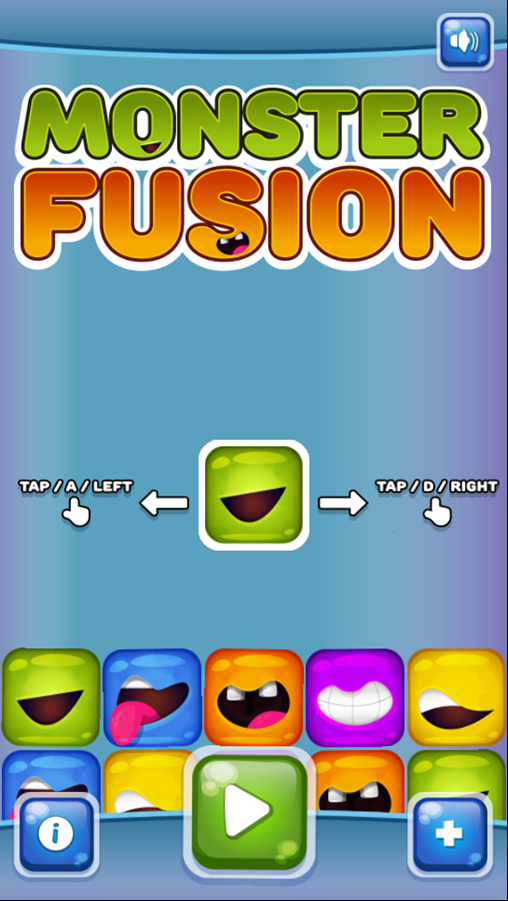 Monster Fusion Game Welcome Screen Screenshot.