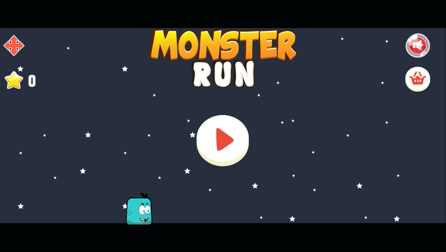Monster Run Adventure Game Welcome Screen Screenshot.