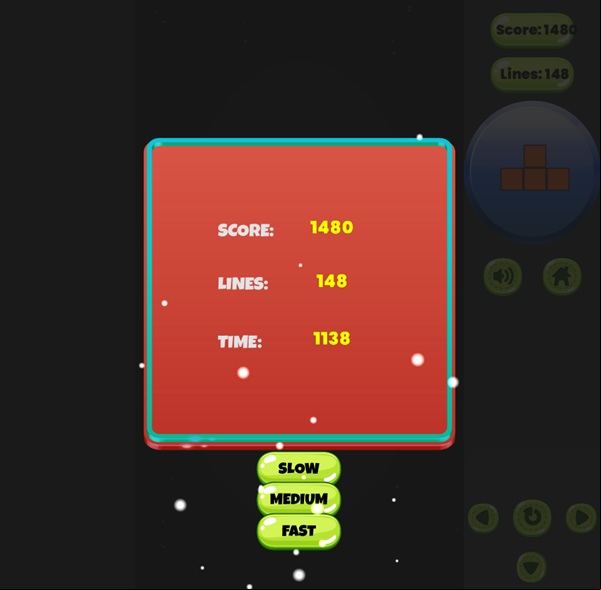 Monster Tetrix Game Score Screenshot.