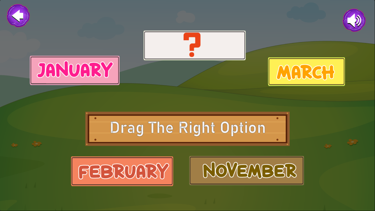 Months Challenge Game Question Screenshot.