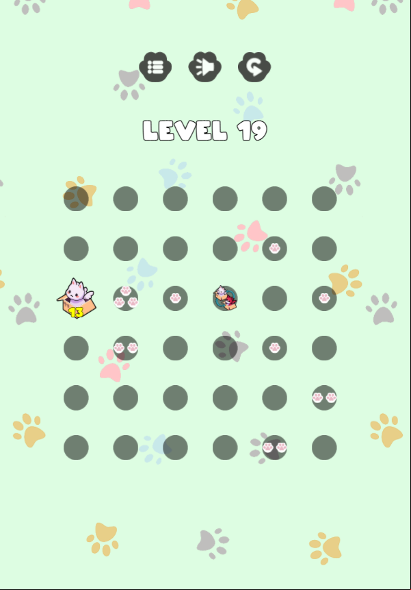 Moving Boxes Cat Game Level With a Cat Switcher in it Screenshot.