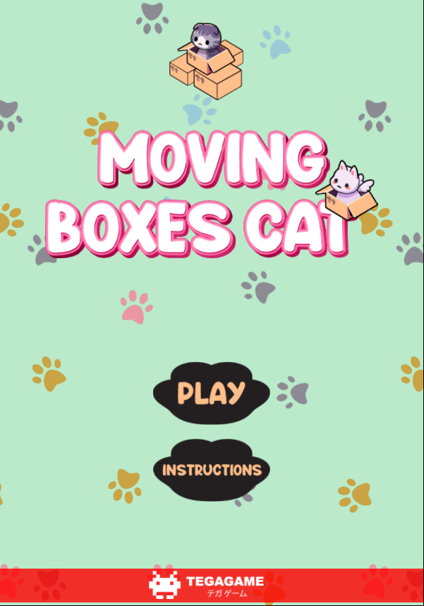 Moving Boxes Cat Game Welcome Screen Screenshot.