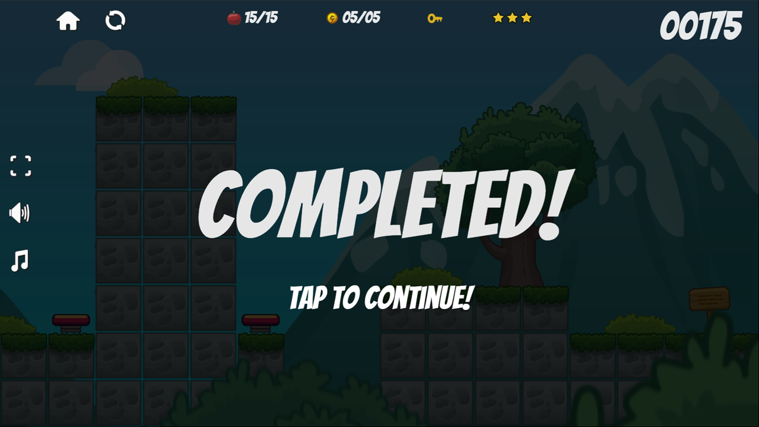 Mr Apple Adventures Game Level Completed Screenshot.