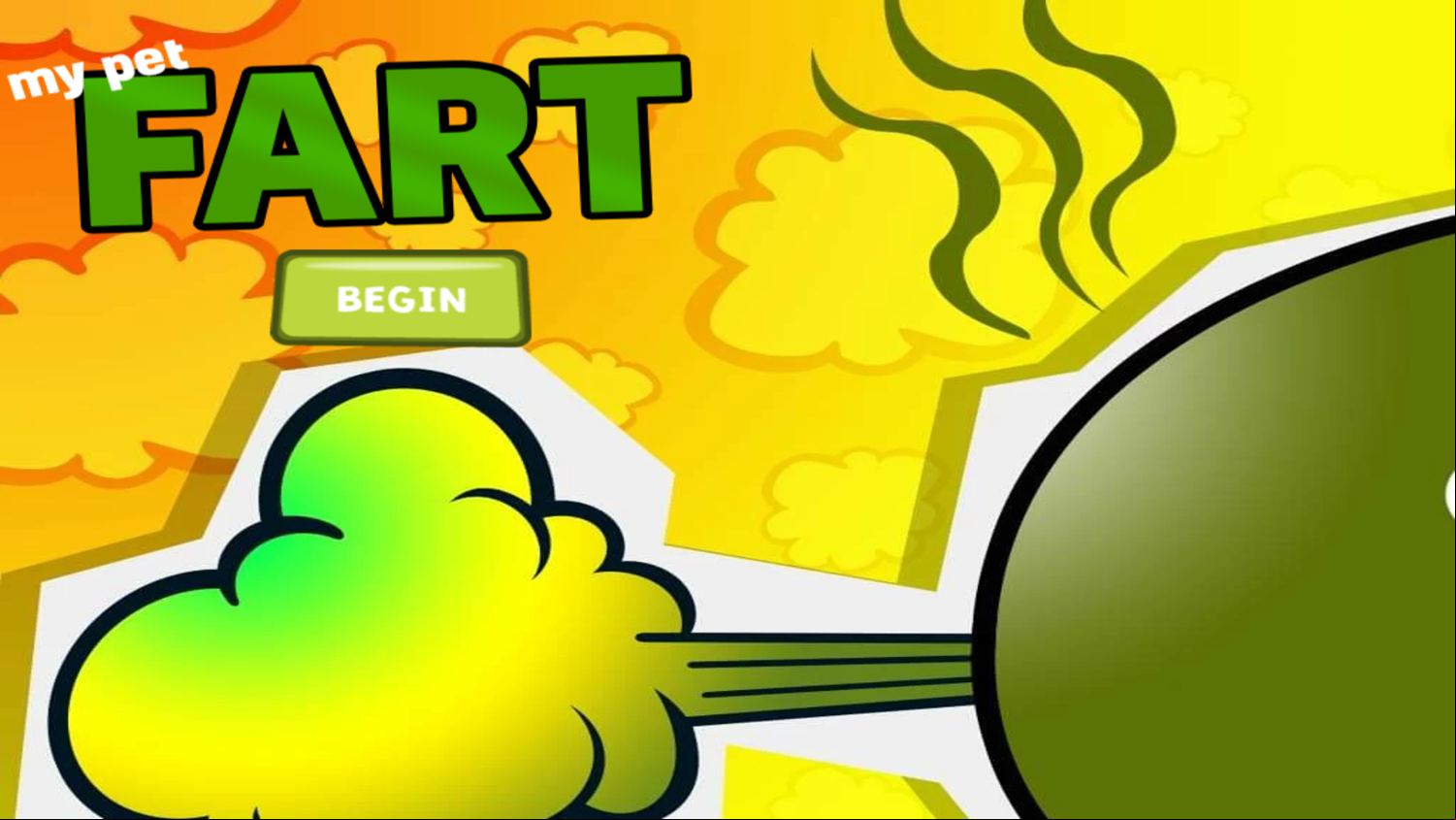 My Pet Fart Game Welcome Screen Screenshot.