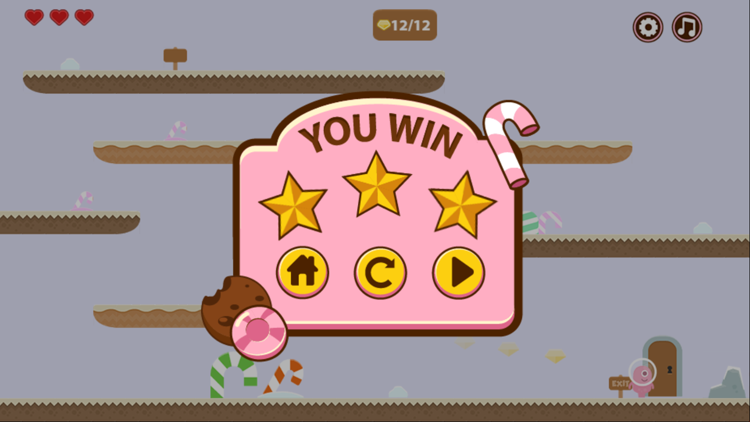 My Sweet Adventure Game Level Complete Screen Screenshot.