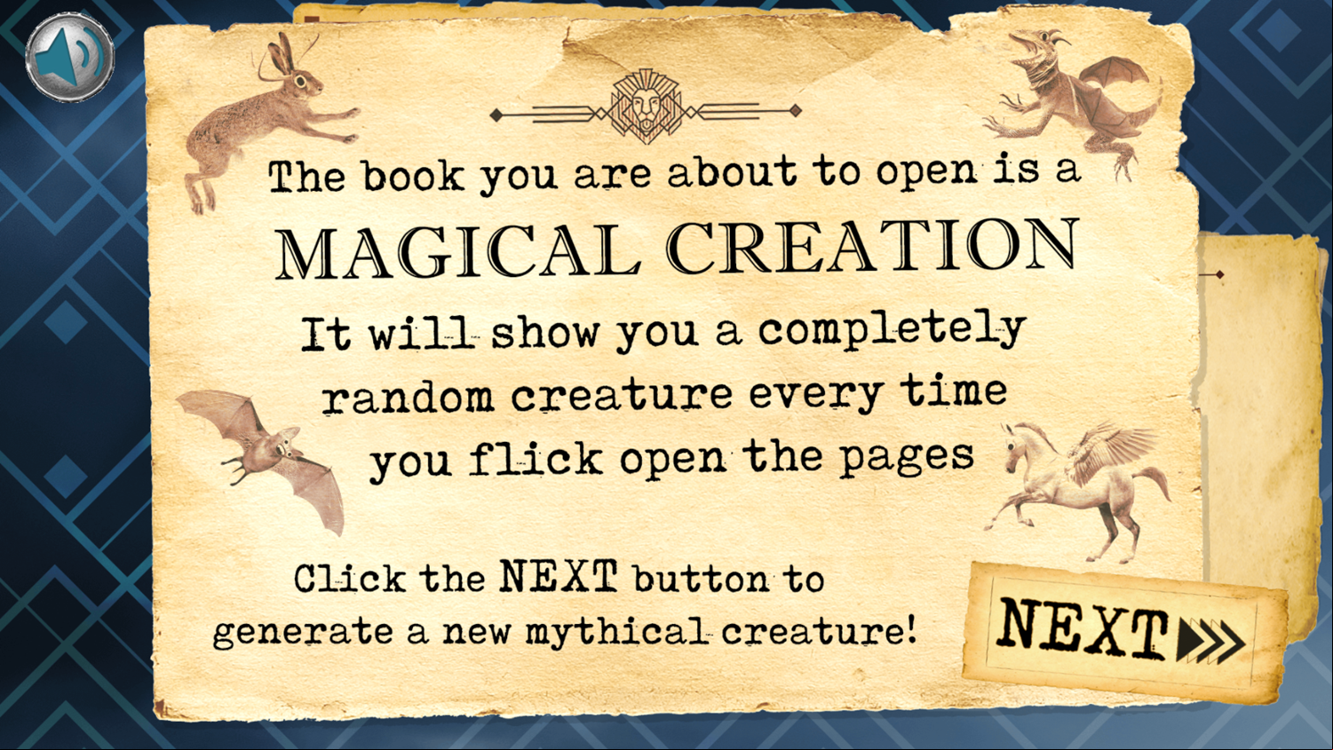 Mystical Creature Generator Game Instructions Screenshot.