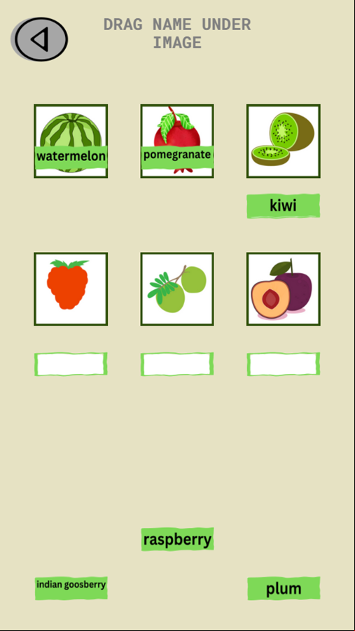 Name That Fruit Game Play Screenshot.