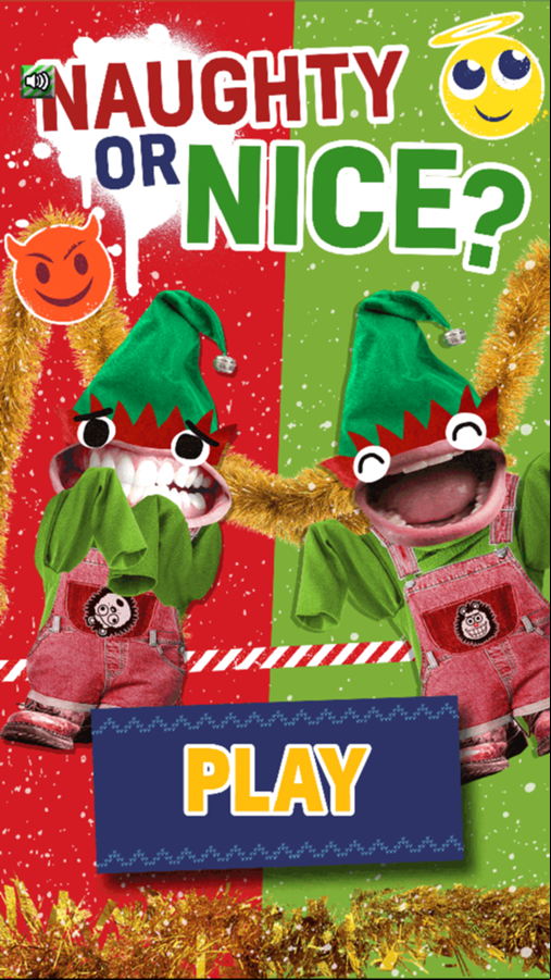 Naughty or Nice Game Welcome Screen Screenshot.