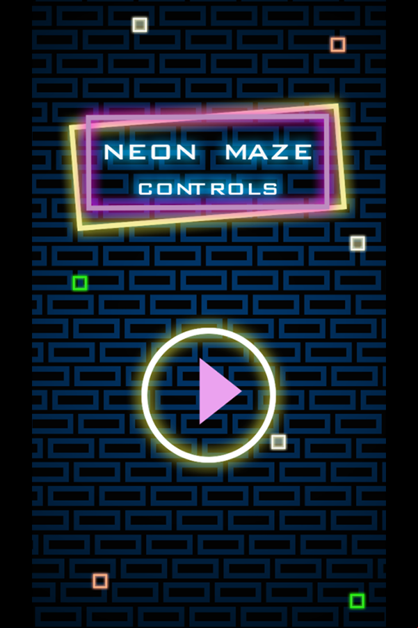 Neon Maze Control Welcome Screen Screenshot.