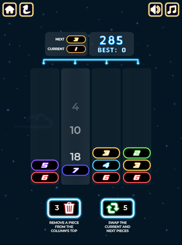 Neon Mergis Game Play Screenshot.