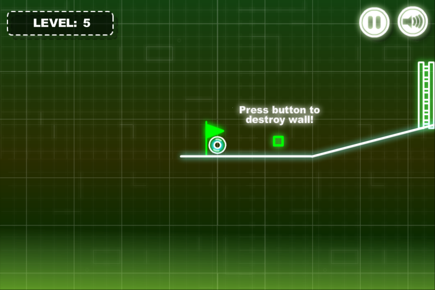 Neon Road Game Buttons Destroy Walls Screenshot.