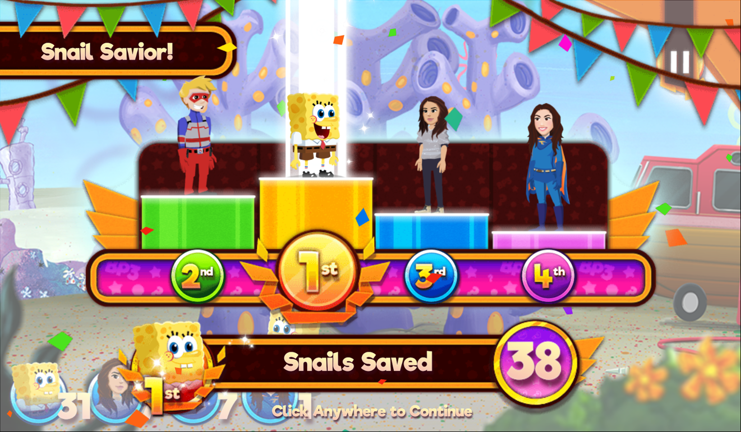 Nick Block Party 3 Game Mini Game Glider Snail Savior Screenshot.