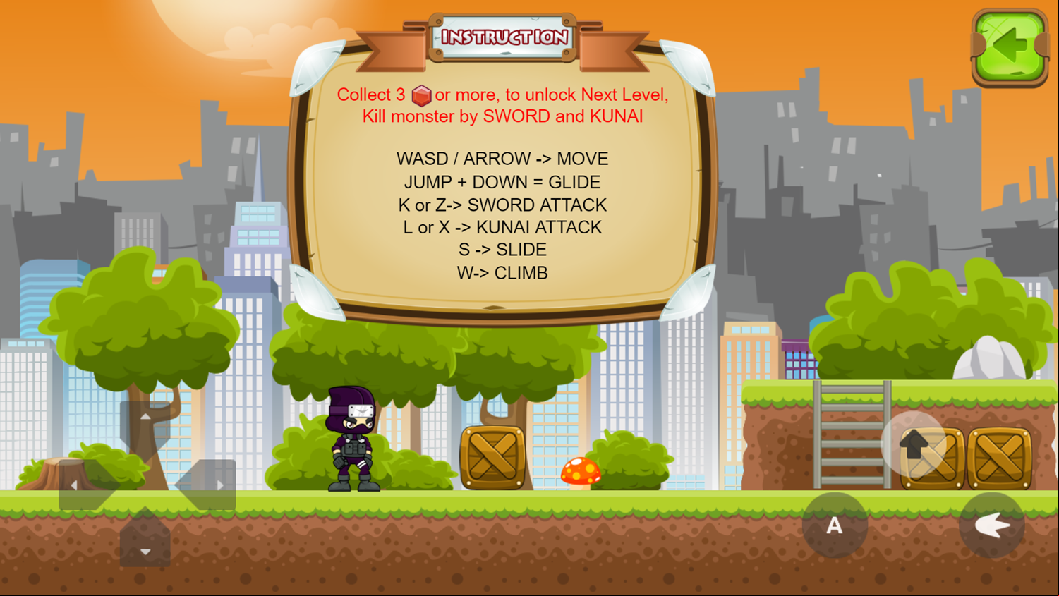 Ninja Boy Adventure Game How To Play Screenshot.