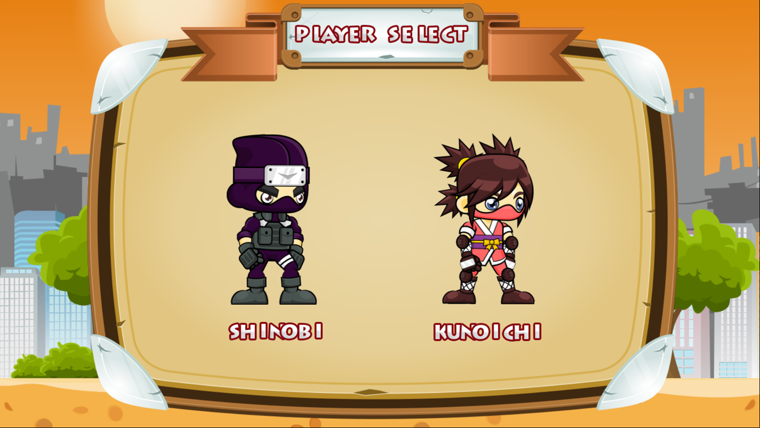 Ninja Boy Adventure Game Player Select Screenshot.