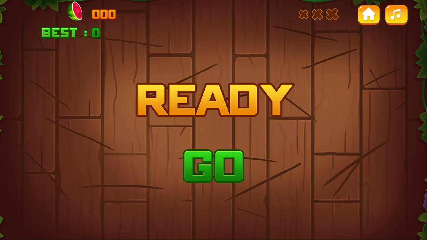 Ninja Fruit Slice Game Start Screenshot.
