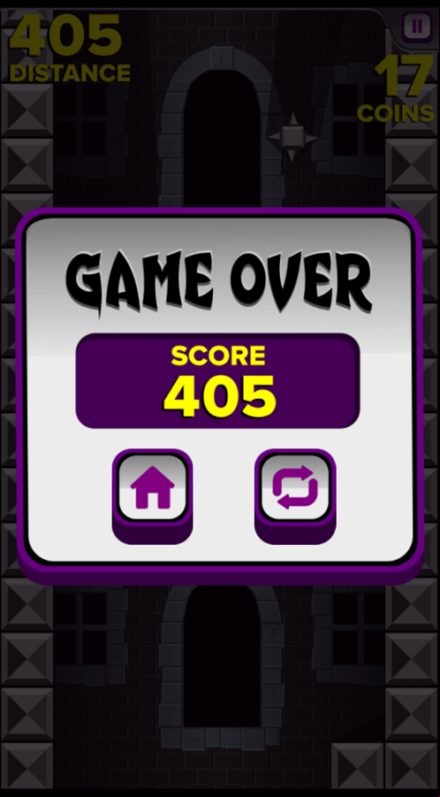 Ninja Gravity Game Over Screenshot.