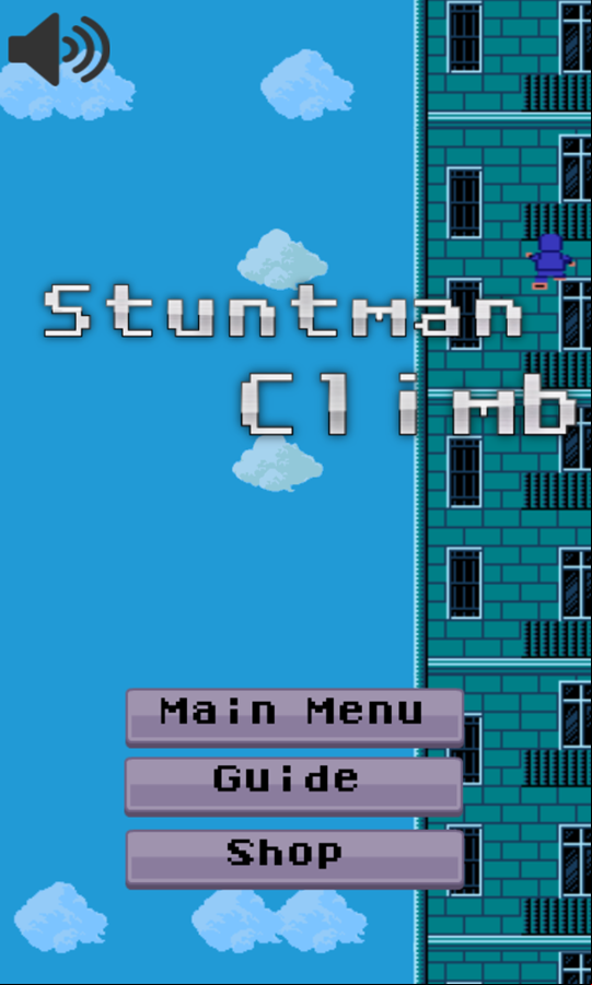 Ninja Stuntman Climb Game Welcome Screen Screenshot.