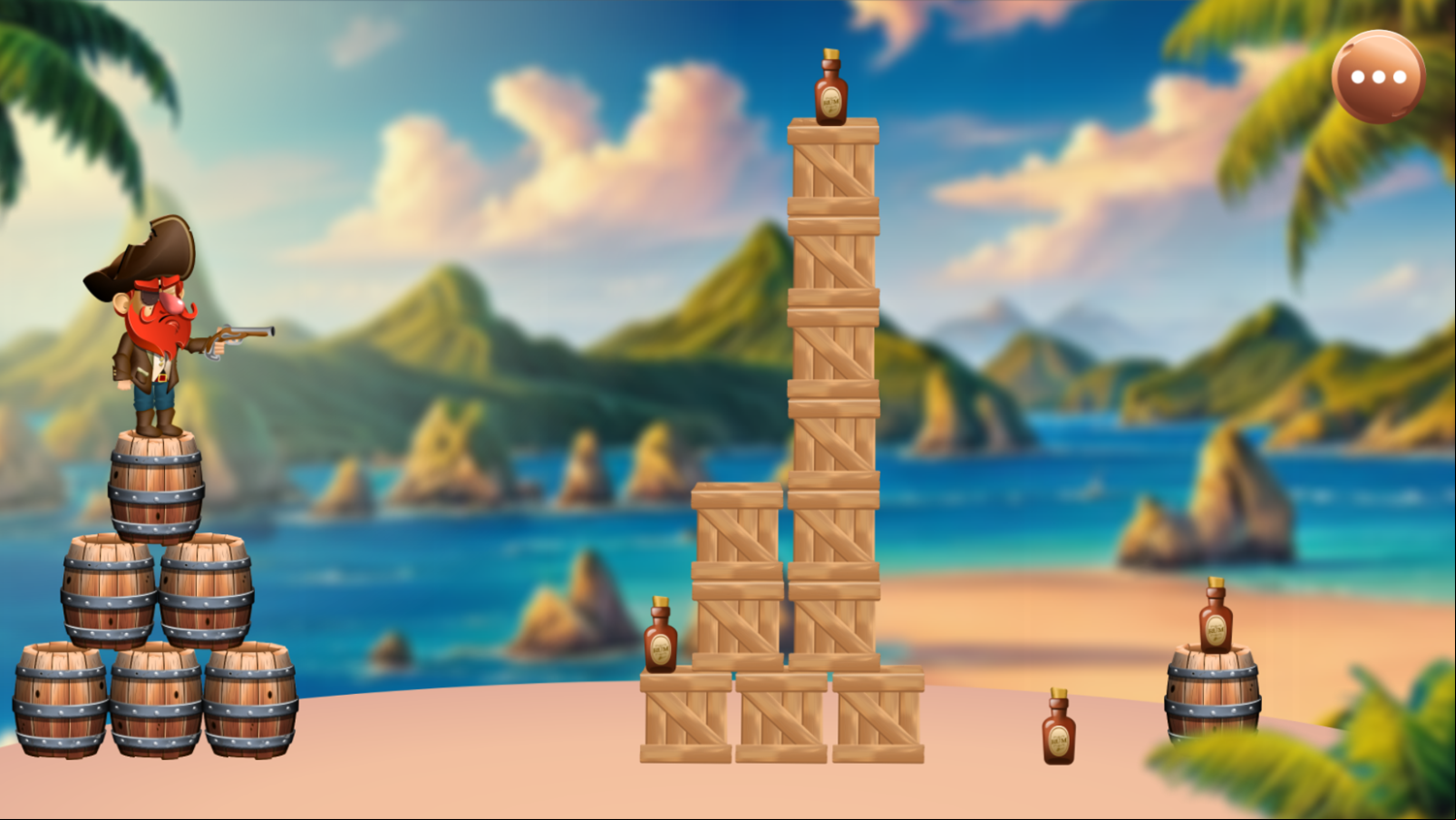 No More Rum Game Level With Wood Crates Screenshot.