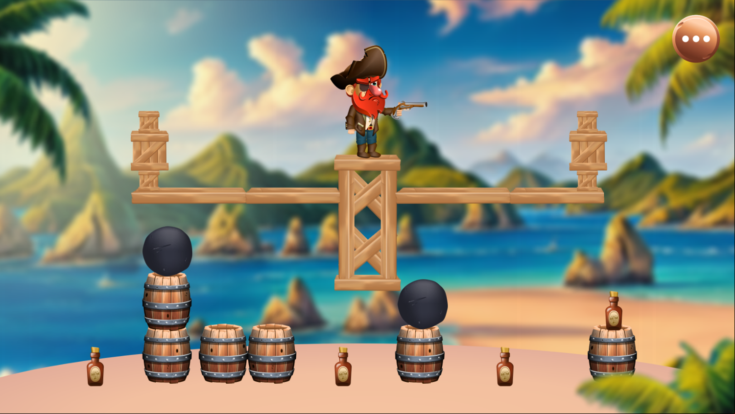 No More Rum Game Level Where You Break a Bottle With a Rock Screenshot.