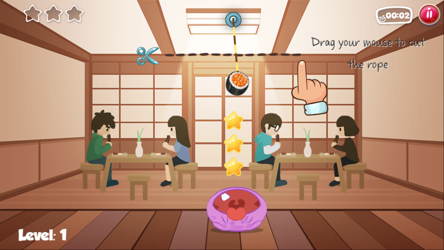 Nom Nom Yum Game Rope Tutorial Screenshot.