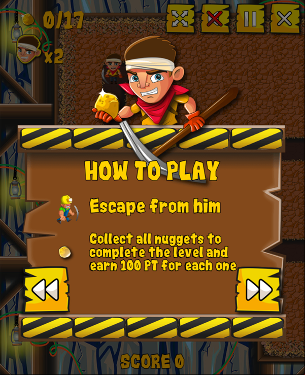 Nugget Seeker Adventure Game Instructions Screenshot.
