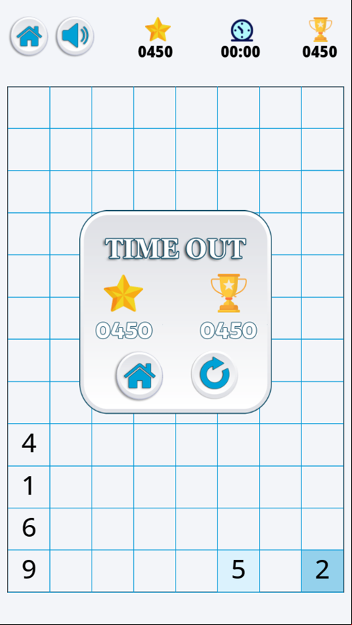 Number Match Game Over Screenshot.