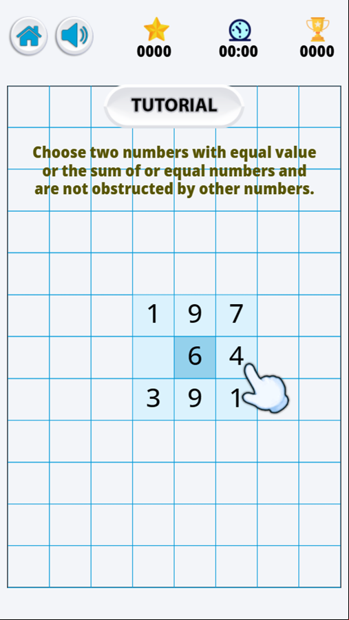 Number Match Game Tutorial Screenshot.