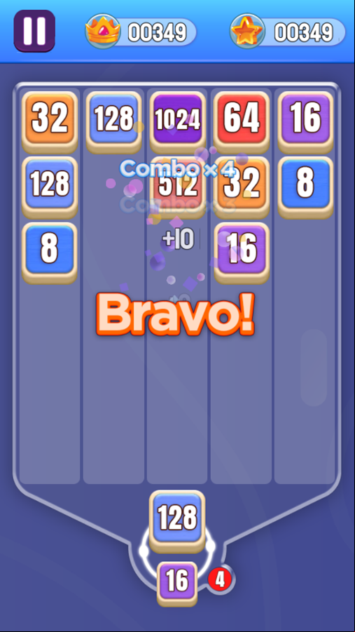 Number Tiles Game Play Screenshot.