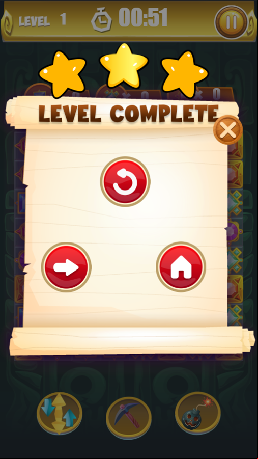 Old Relic Puzzle Game Level Complete Screenshot.