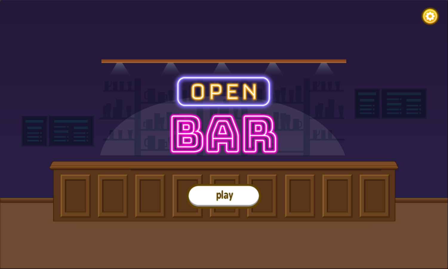 Open Bar Game Welcome Screen Screenshot.