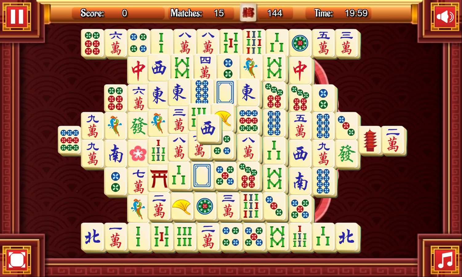Original Mahjongg Game Start Screenshot.