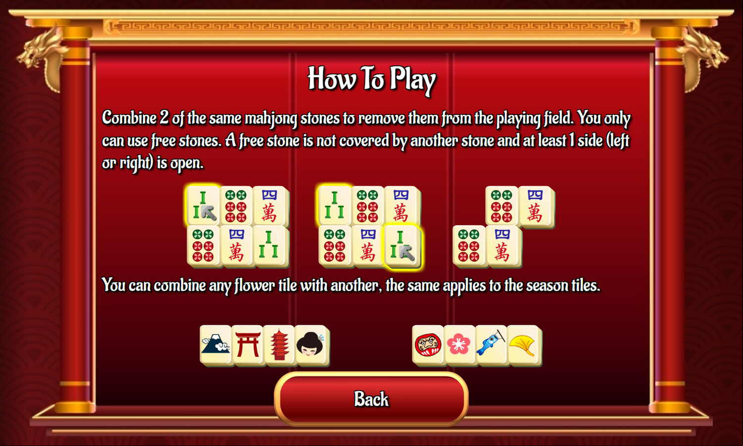 Original Mahjongg Game How To Play Screenshot.