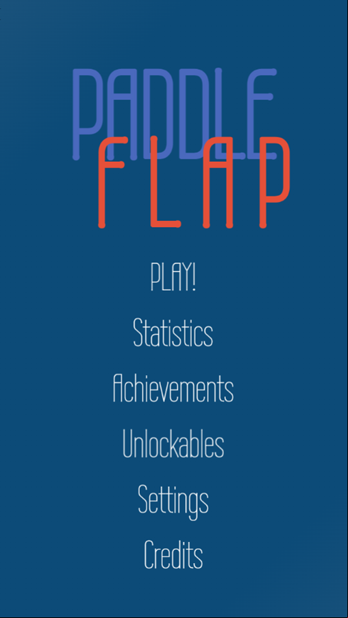 Paddle Flap Game Welcome Screen Screenshot.