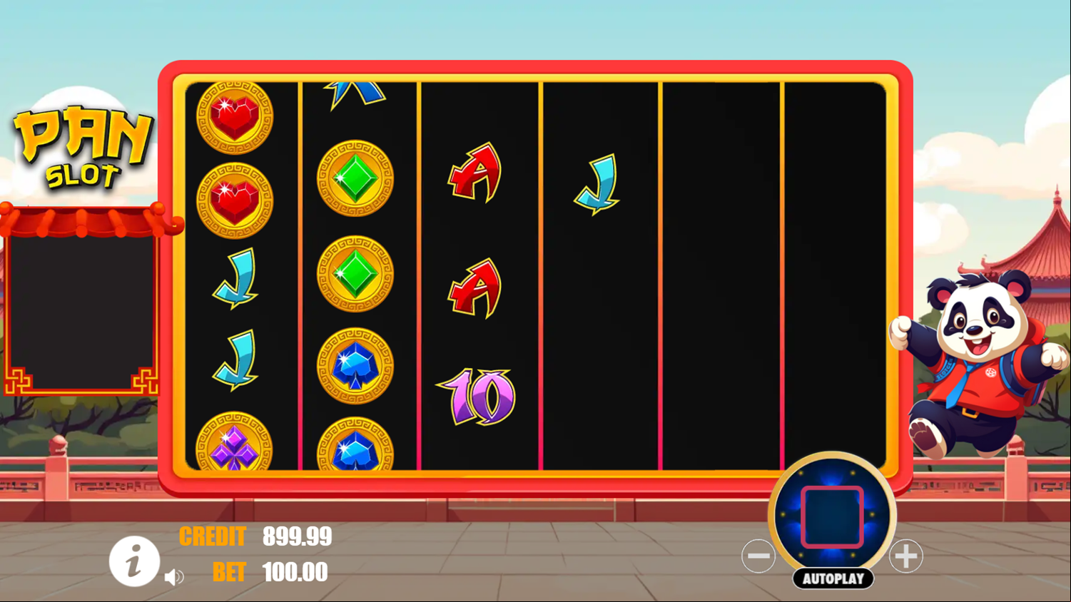 Pan Slot Game Spin Simulation Screenshot.