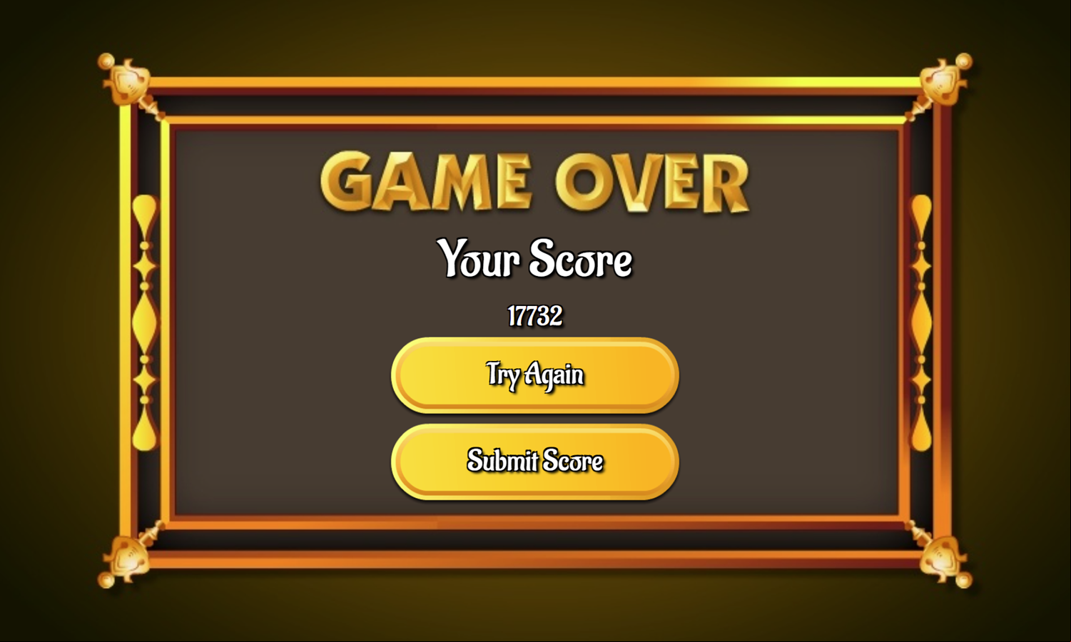 Pantagruel Double Klondike Game Over Screen Screenshot.