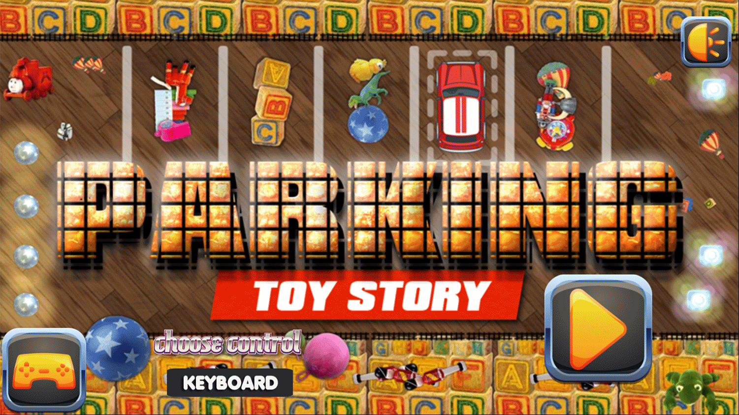 Parking Toy Story Welcome Screen Screenshot.
