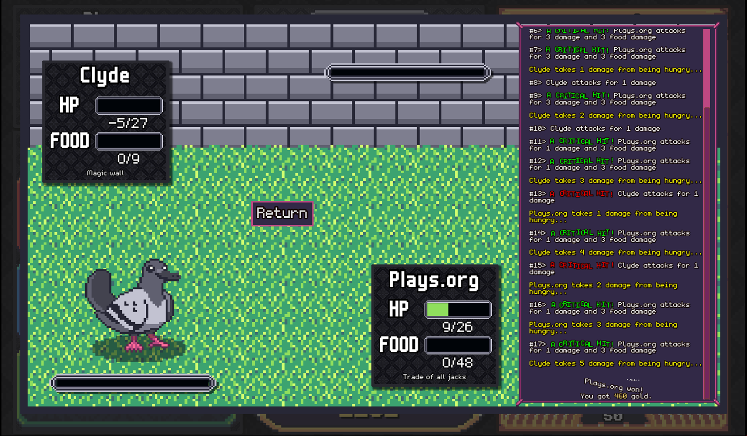Pigeon Clash Game Fight Victory Screen Screenshot.