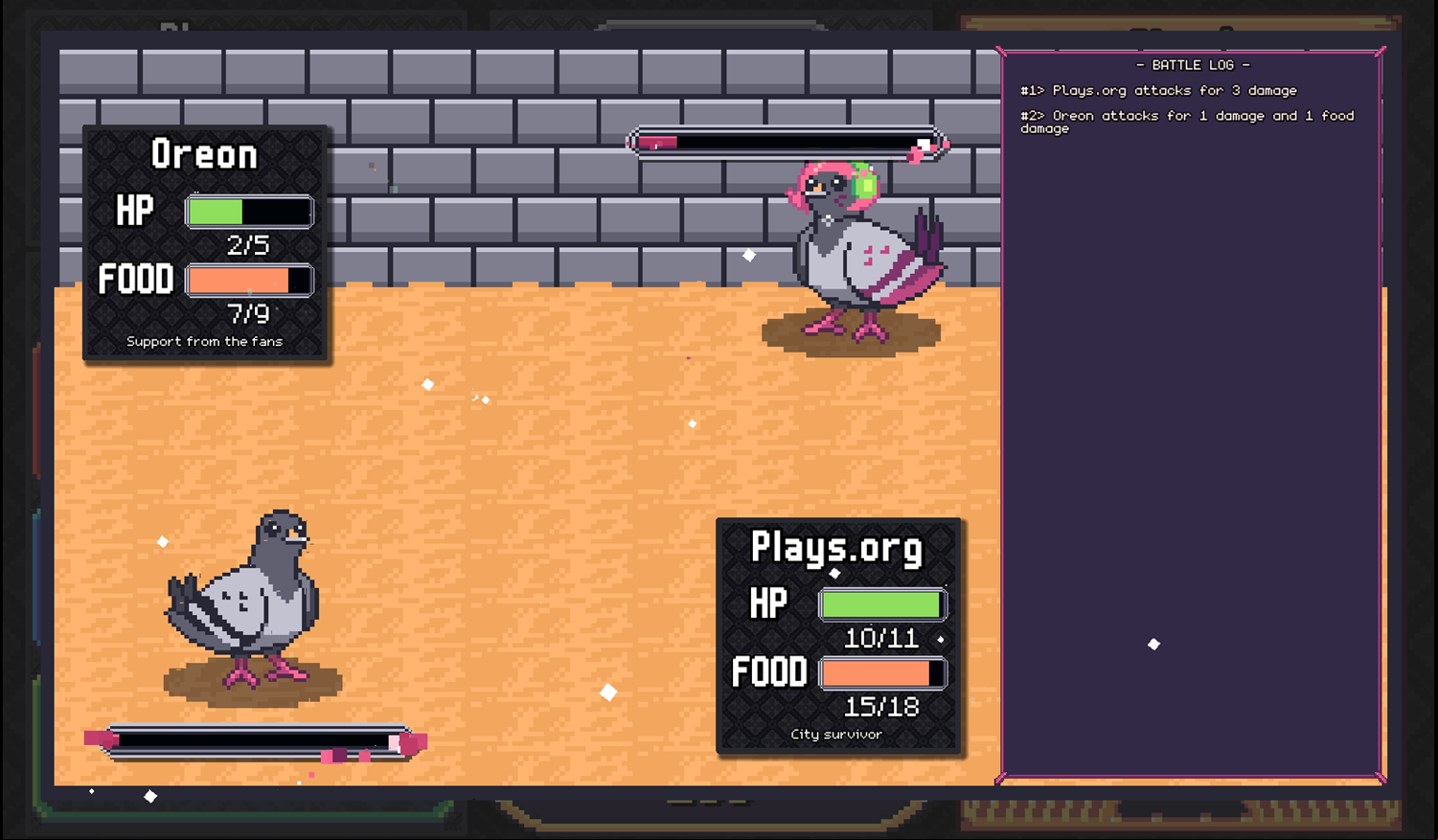 Pigeon Clash Game Fight Screen Screenshot.