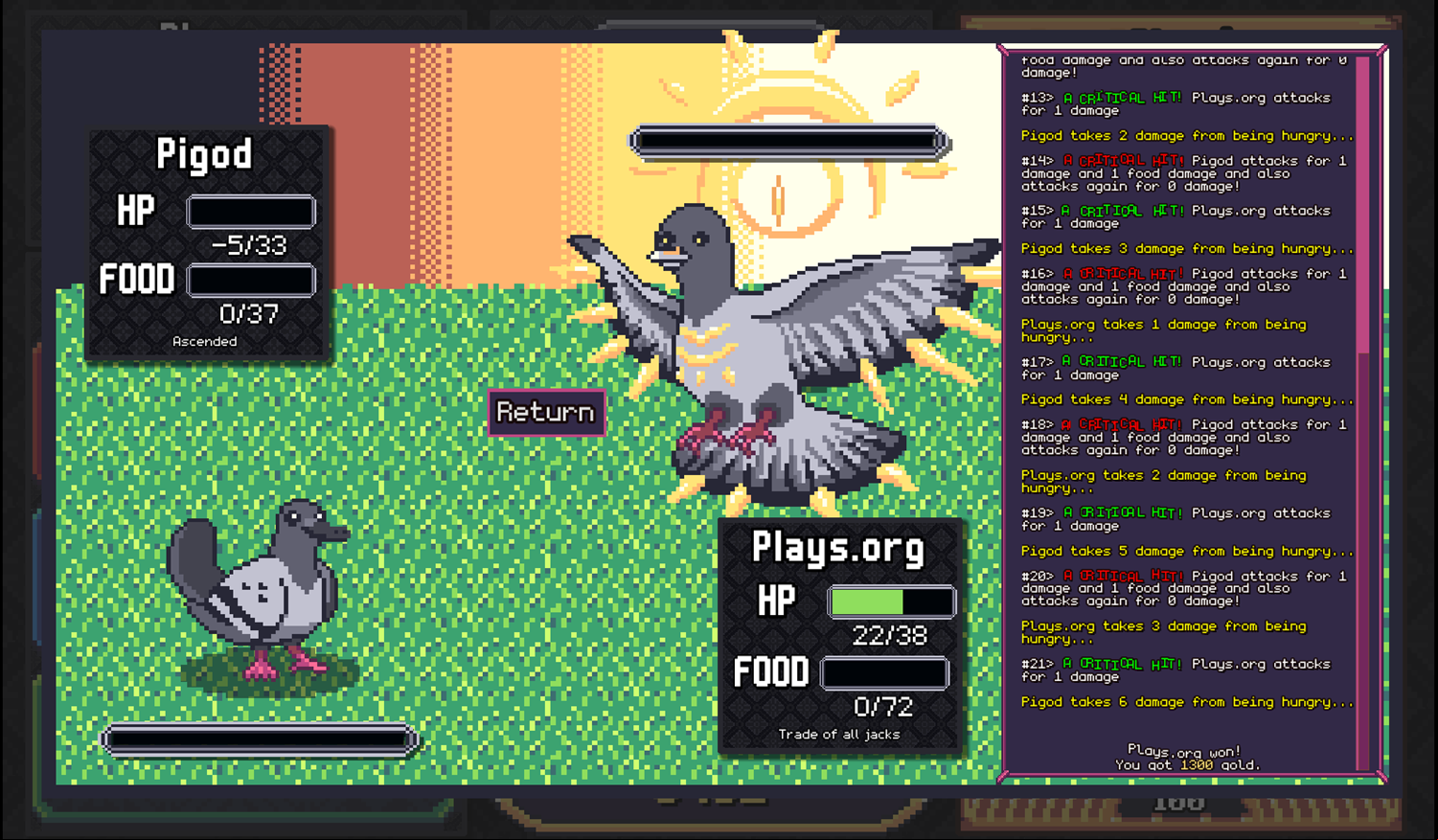 Pigeon Clash Game GodPigeon Beat Screen Screenshot.