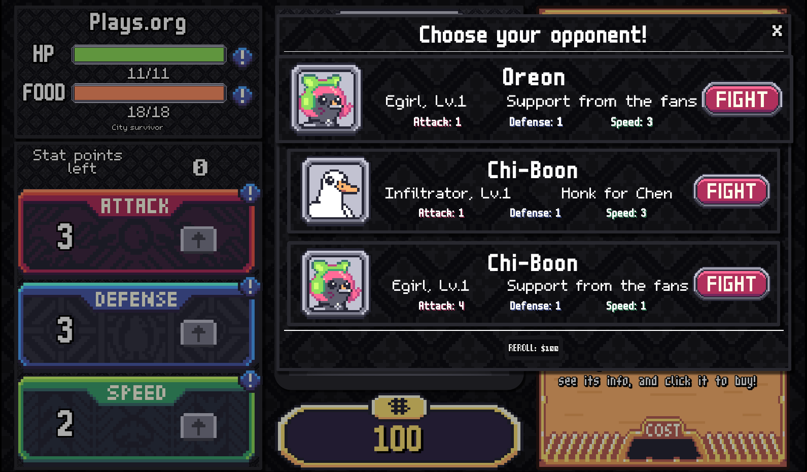 Pigeon Clash Game Pick Battle Screen Screenshot.