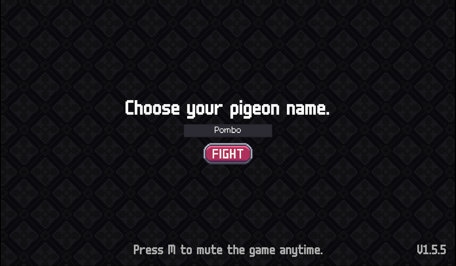 Pigeon Clash Game Welcome Screen Screenshot.