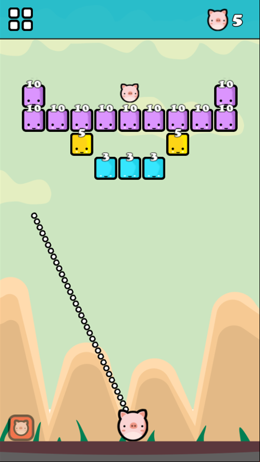 Pigs vs Blocks Game Aiming Screenshot.