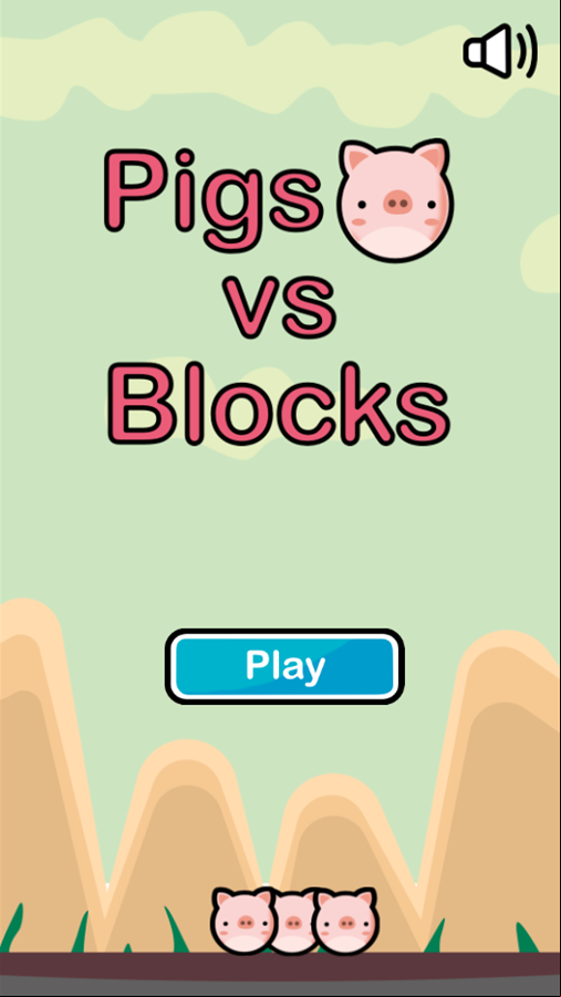 Pigs vs Blocks Game Welcome Screen Screenshot.